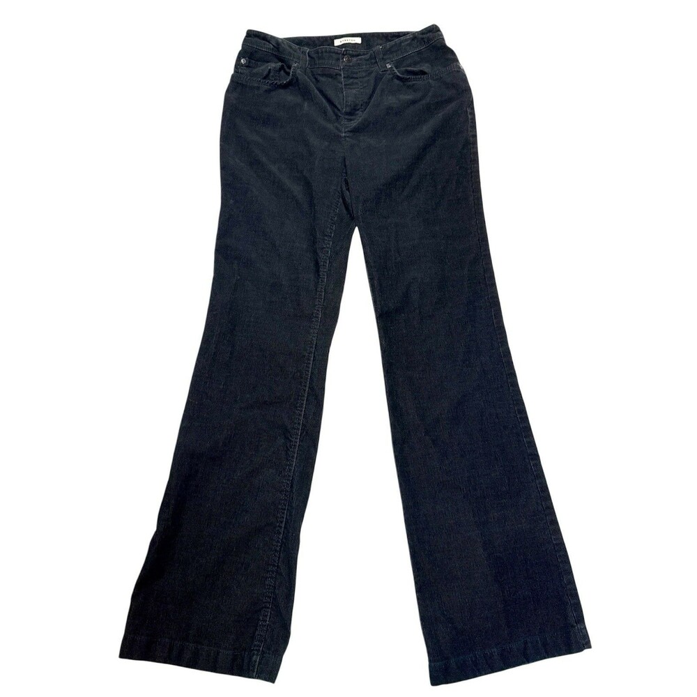 Jones New York Sport Trousers 4‎ Black Corduroy Stretch Mid Rise Bootcut Classic